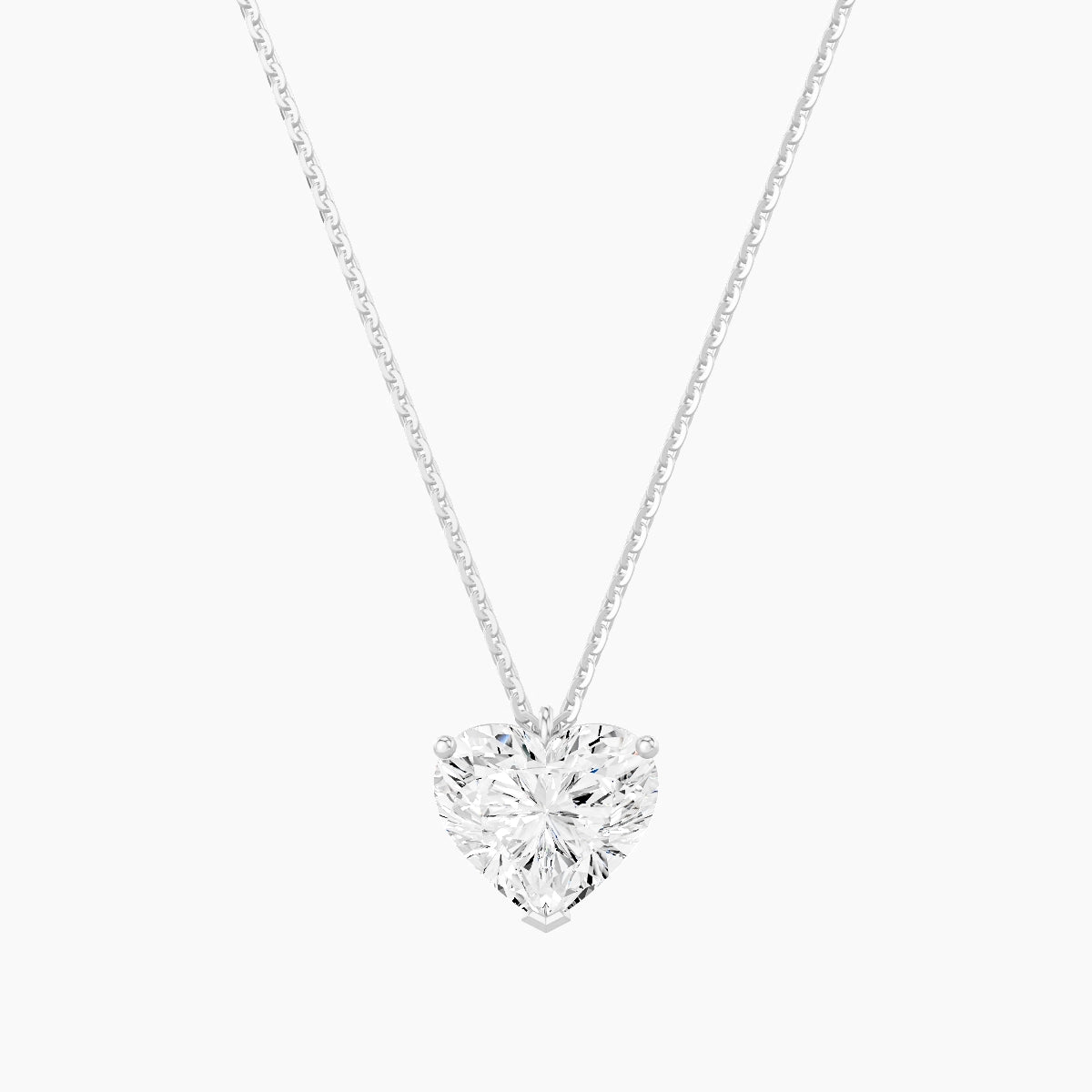 Hanging Solitaire | 18k White Gold 2 ct White Lab Diamond Heart Pendant