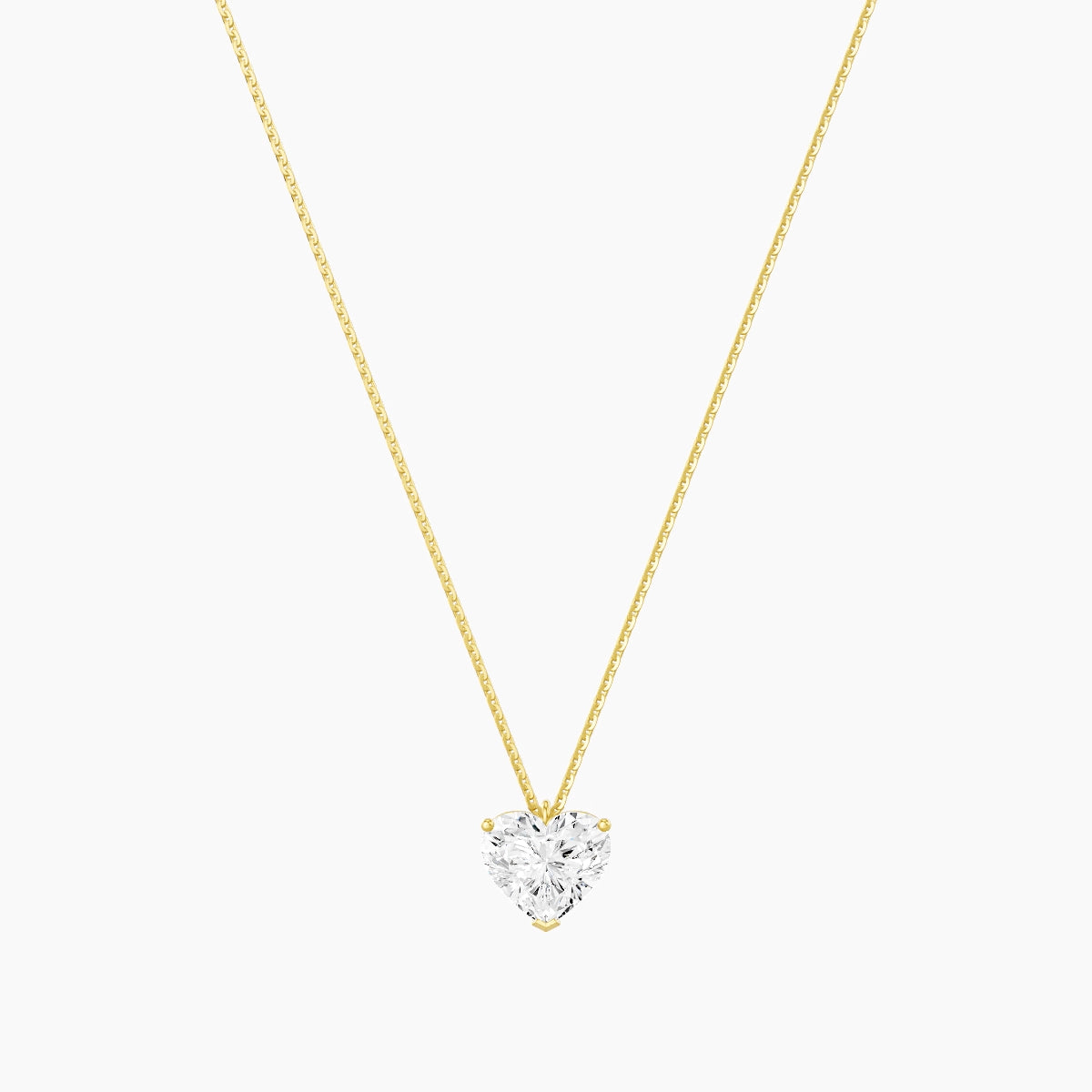 Hanging Solitaire | 18k Yellow Gold 2 ct White Lab Diamond Heart Pendant