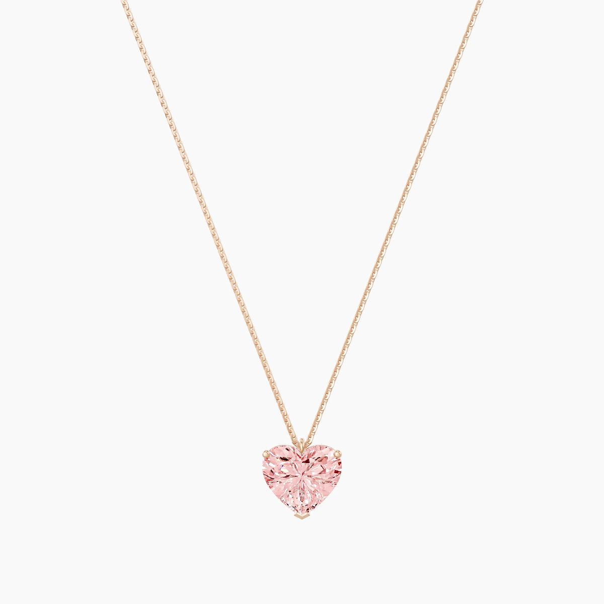 Hanging Solitaire | 18k Rose Gold 3 ct Pink Lab Diamond Heart Pendant