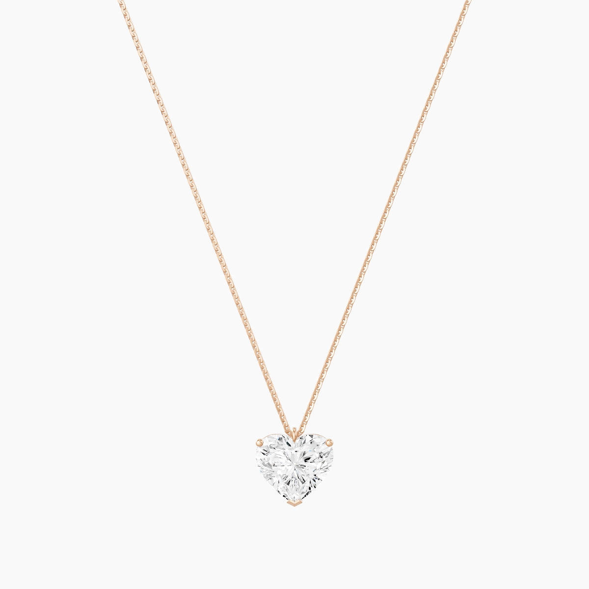 Hanging Solitaire | 18k Rose Gold 3 ct White Lab Diamond Heart Pendant