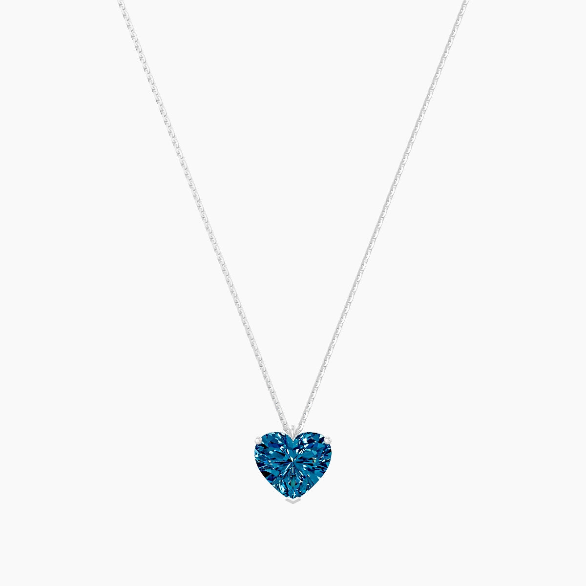 Hanging Solitaire | 18k White Gold 3 ct Blue Lab Diamond Heart Pendant