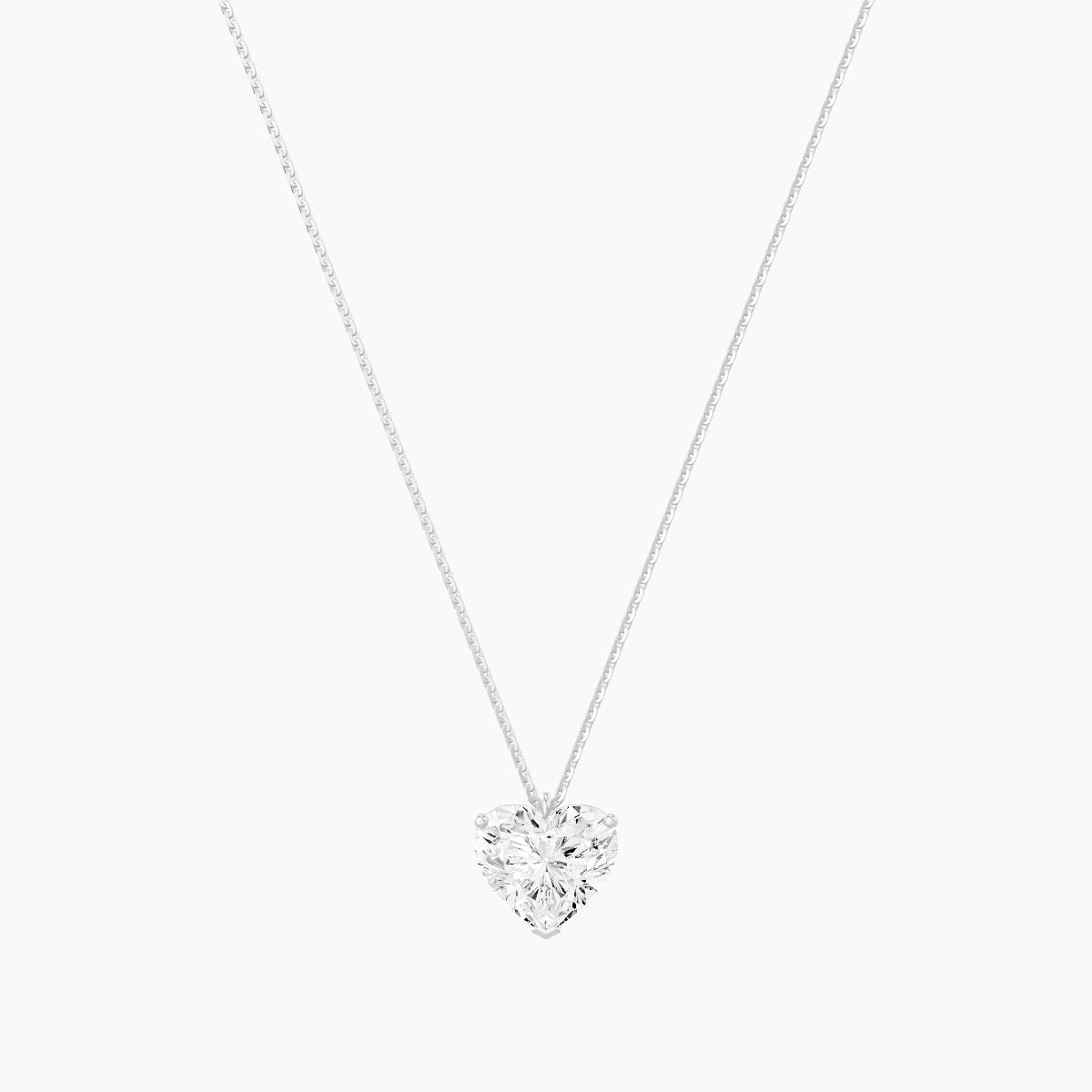 Hanging Solitaire | 18k White Gold 3 ct White Lab Diamond Heart Pendant