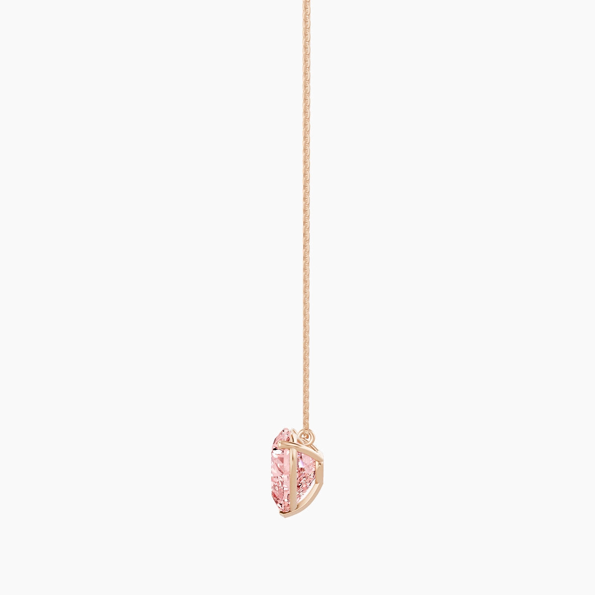 Hanging Solitaire | 18k Rose Gold 5 ct Pink Lab Diamond Heart Pendant