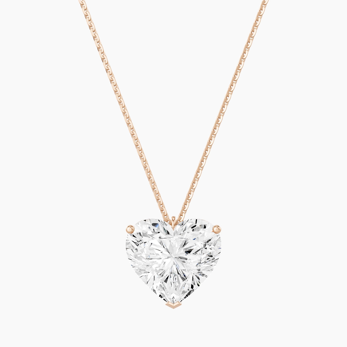 Hanging Solitaire | 18k Rose Gold 5 ct White Lab Diamond Heart Pendant