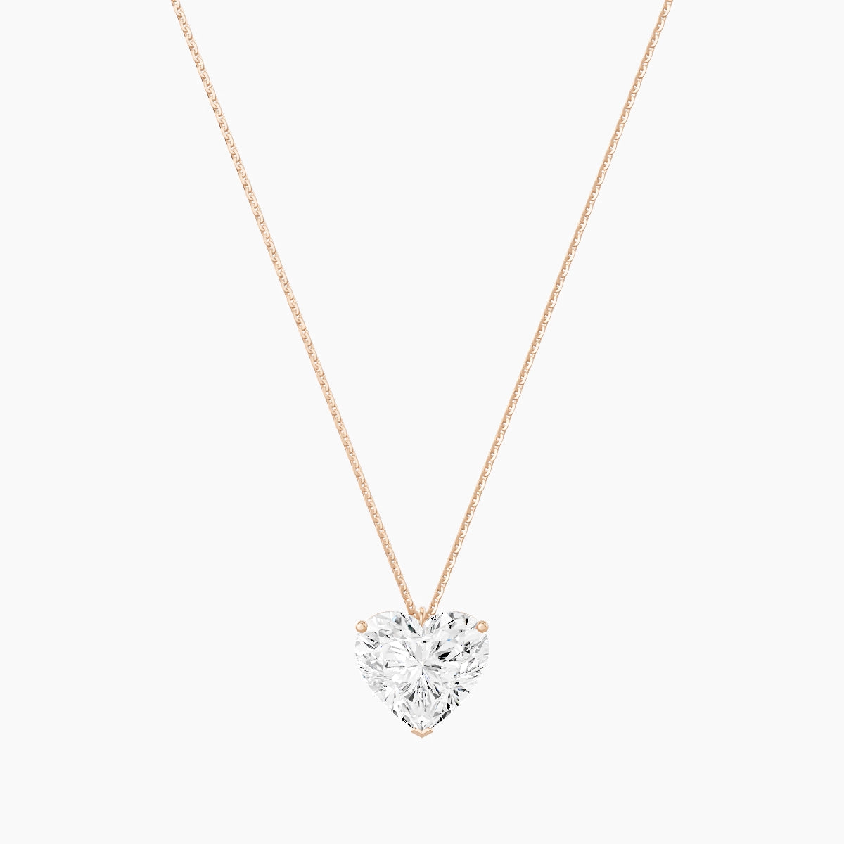 Hanging Solitaire | 18k Rose Gold 5 ct White Lab Diamond Heart Pendant