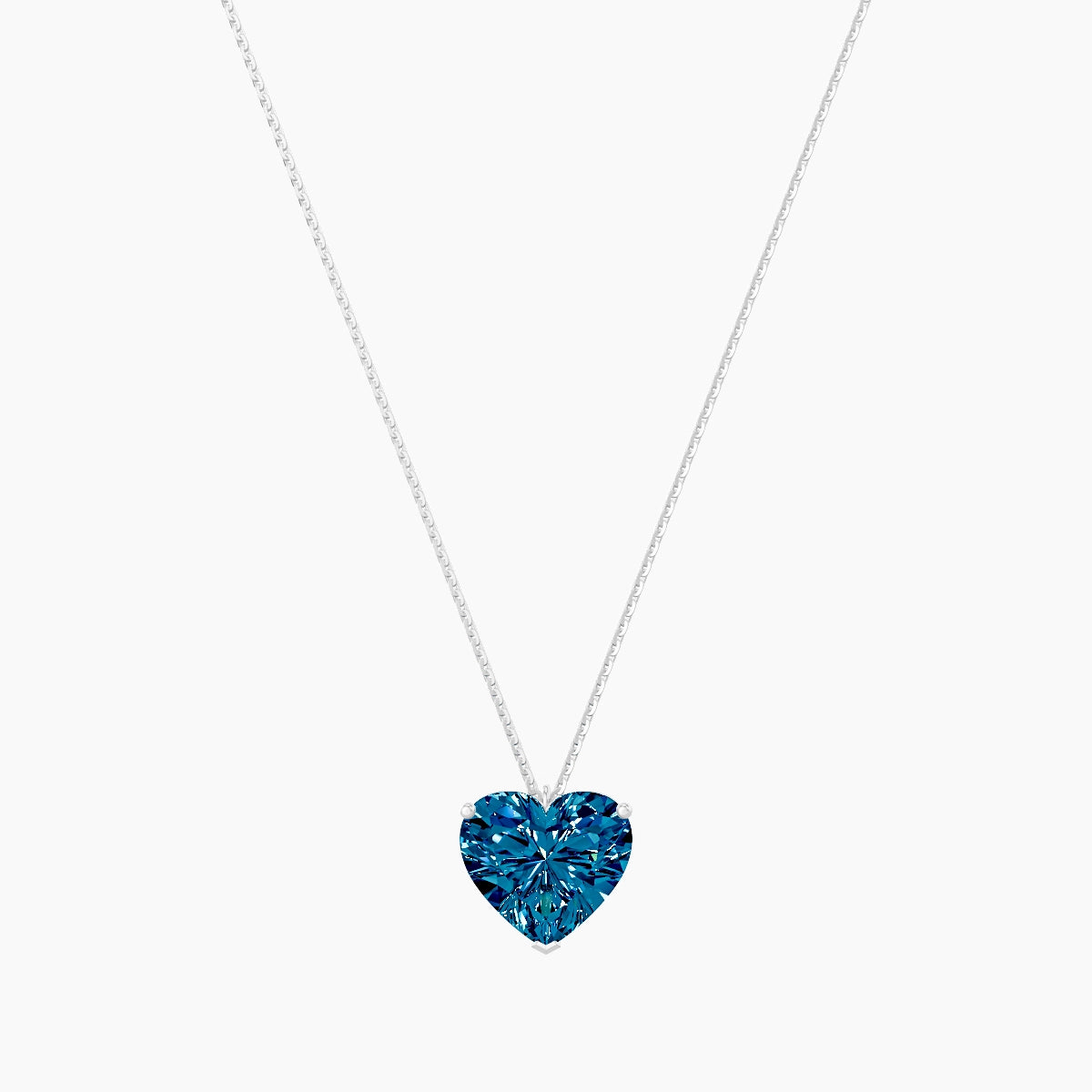 Hanging Solitaire | 18k White Gold 5 ct Blue Lab Diamond Heart Pendant
