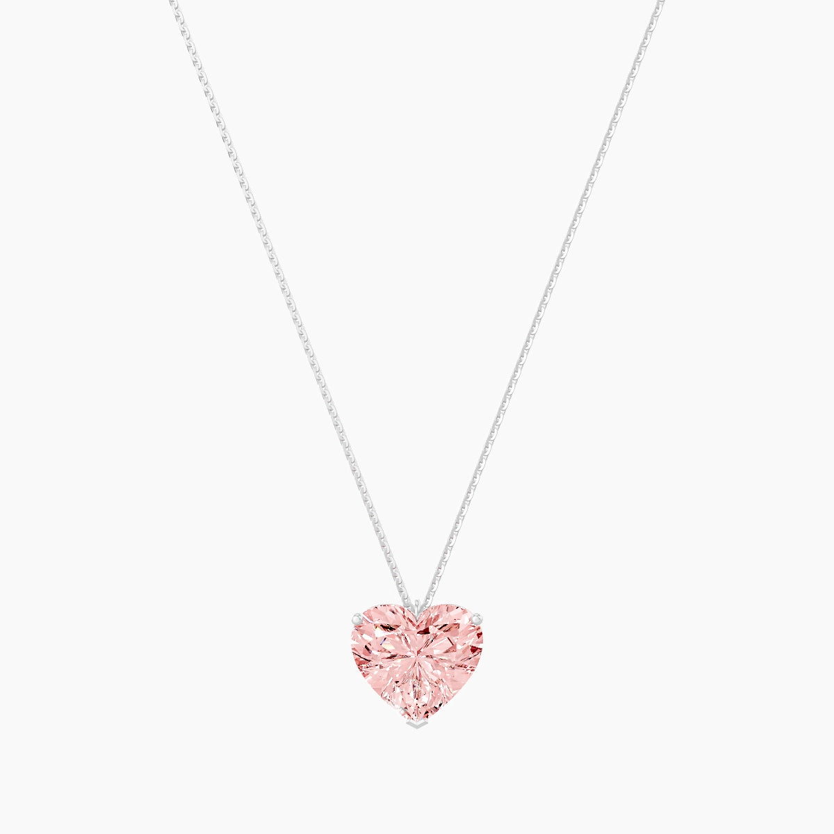 Hanging Solitaire | 18k White Gold 5 ct Pink Lab Diamond Heart Pendant