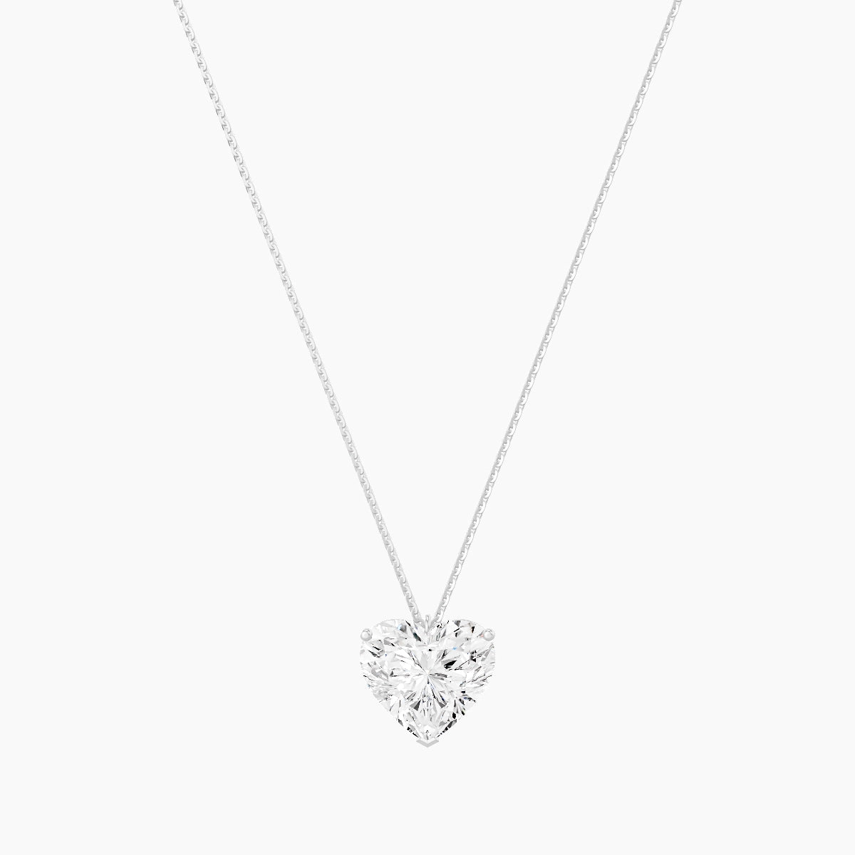 Hanging Solitaire | 18k White Gold 5 ct White Lab Diamond Heart Pendant