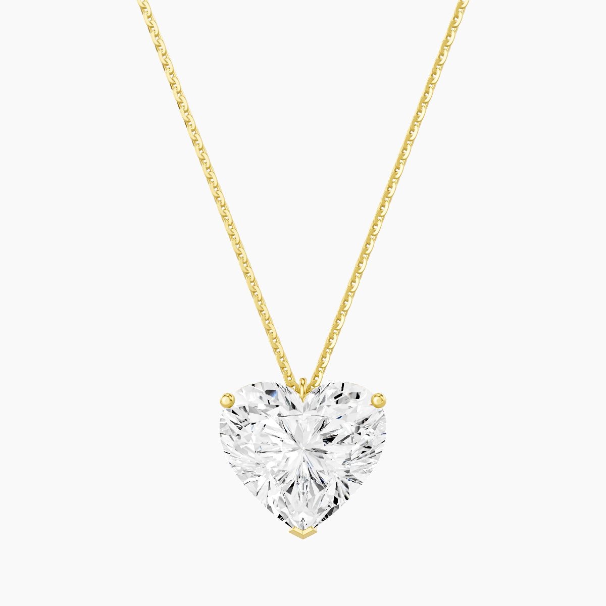 Hanging Solitaire | 18k Yellow Gold 5 ct White Lab Diamond Heart Pendant
