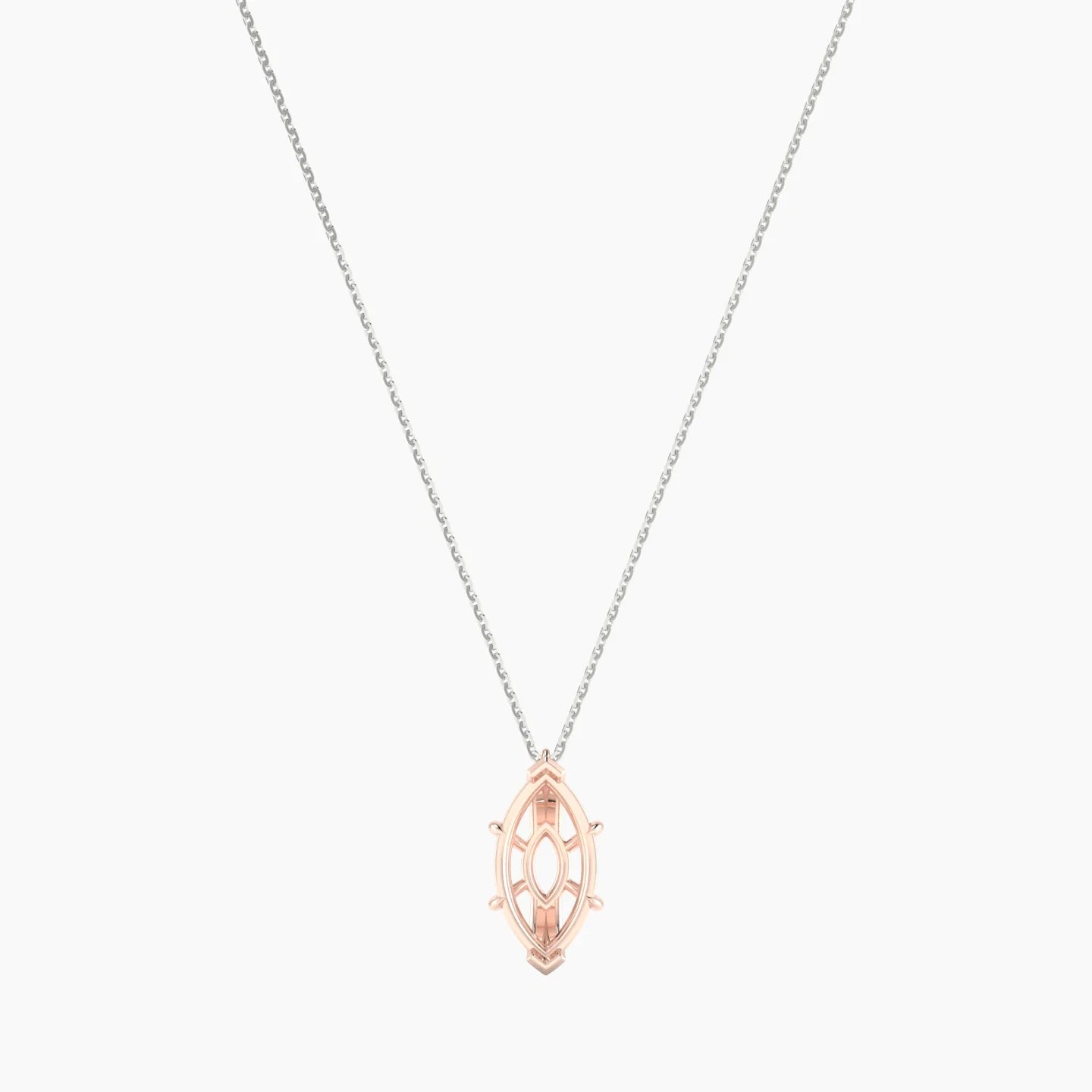 Hanging Solitaire | 18k White & Rose Gold 3-4.99 ct Marquise Cut Pendant Setting