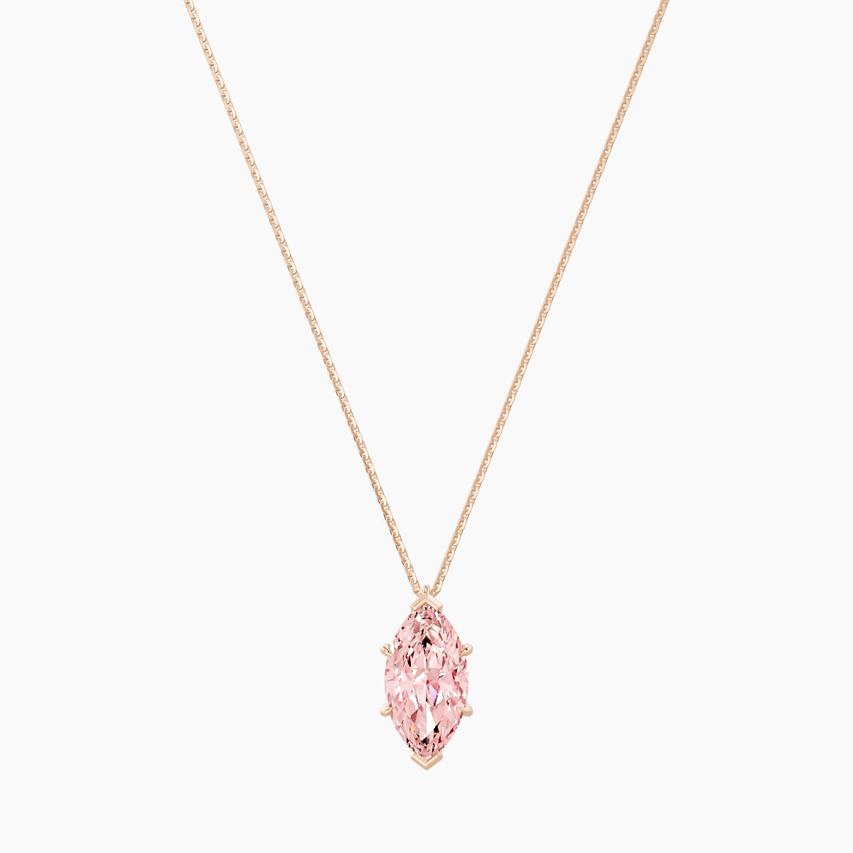 Hanging Solitaire | 18k Rose Gold 3 ct Pink Lab Diamond Marquise Pendant