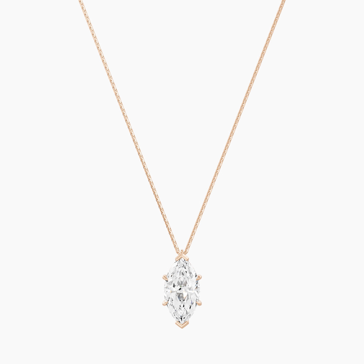 Hanging Solitaire | 18k Rose Gold 3 ct White Lab Diamond Marquise Pendant