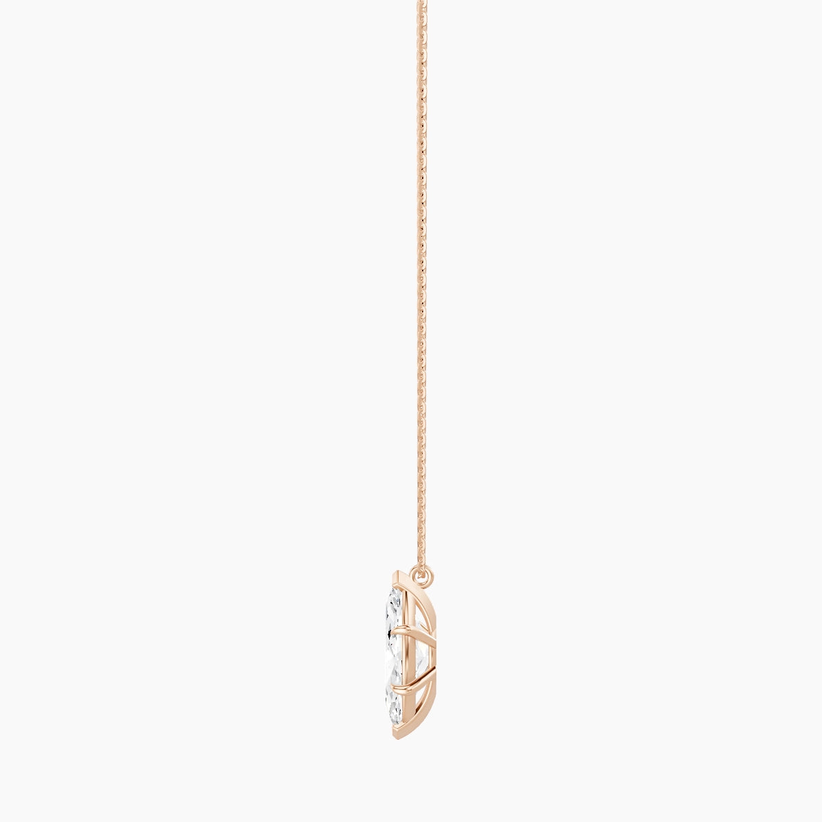 Hanging Solitaire | 18k Rose Gold 3 ct White Lab Diamond Marquise Pendant