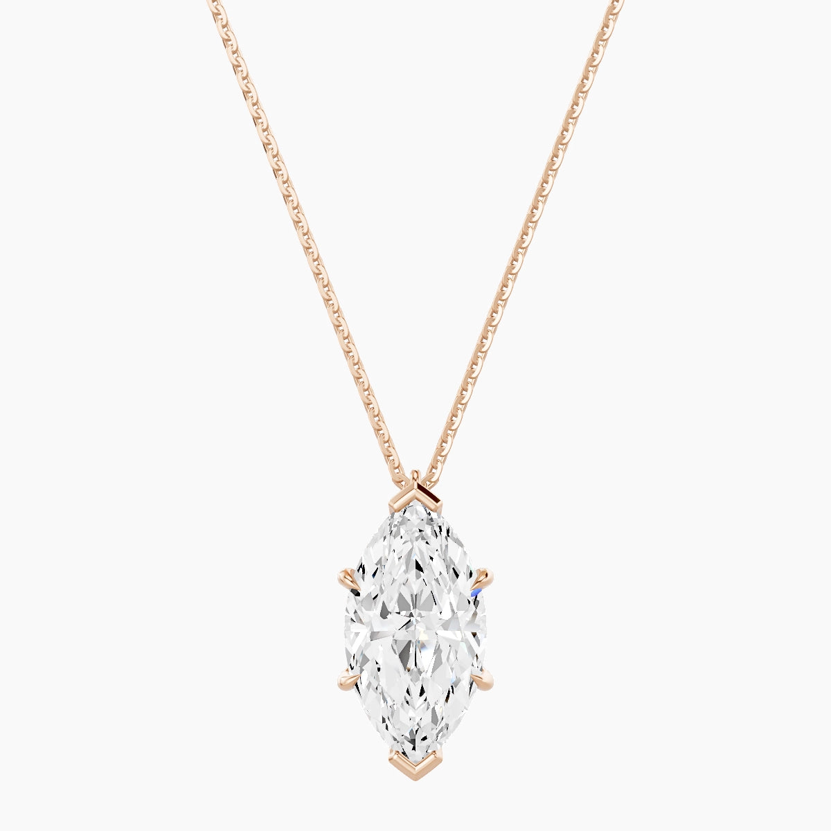 Hanging Solitaire | 18k Rose Gold 3 ct White Lab Diamond Marquise Pendant