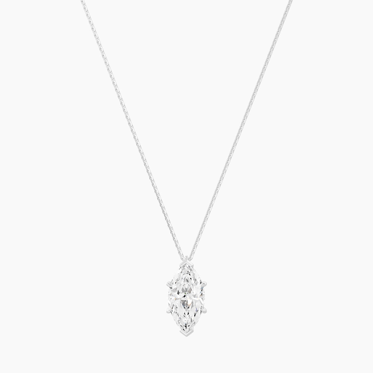 Hanging Solitaire | 18k White Gold 3 ct White Lab Diamond Marquise Pendant