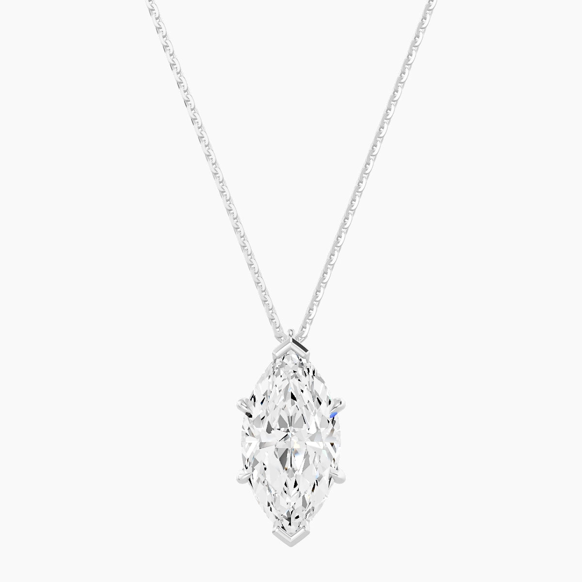 Hanging Solitaire | 18k White Gold 3 ct White Lab Diamond Marquise Pendant