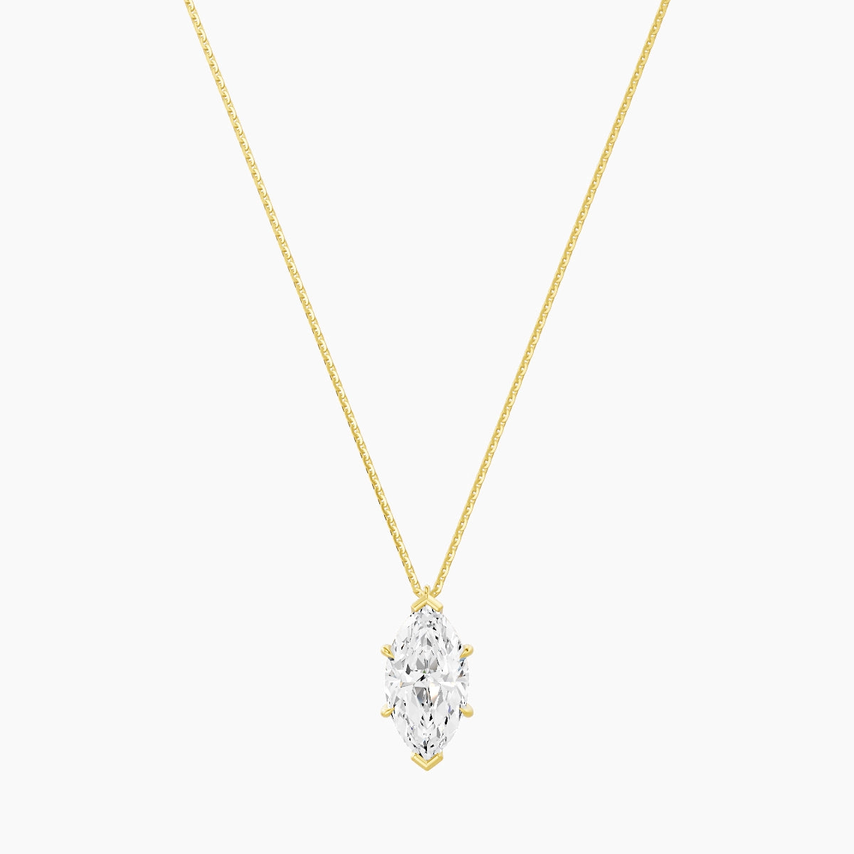 Hanging Solitaire | 18k Yellow Gold 3 ct White Lab Diamond Marquise Pendant