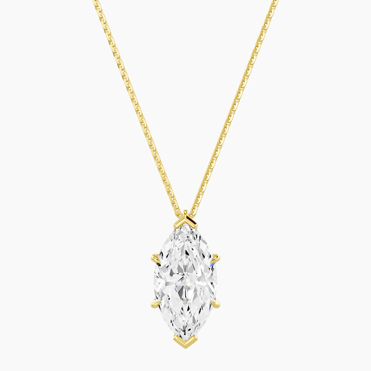 Hanging Solitaire | 18k Yellow Gold 3 ct White Lab Diamond Marquise Pendant