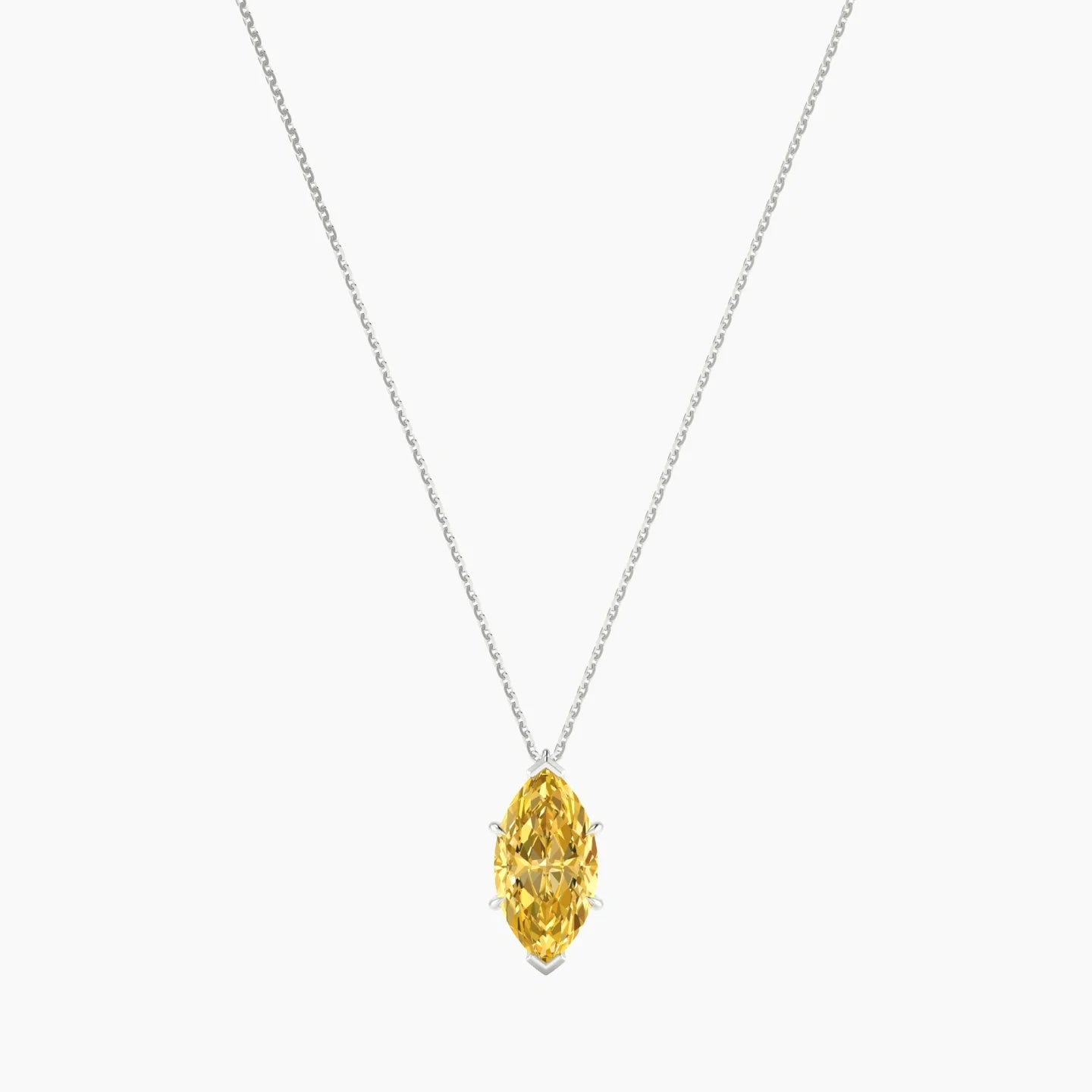Hanging Solitaire | 18k White Gold 3 ct Yellow Lab Diamond Marquise Cut Pendant
