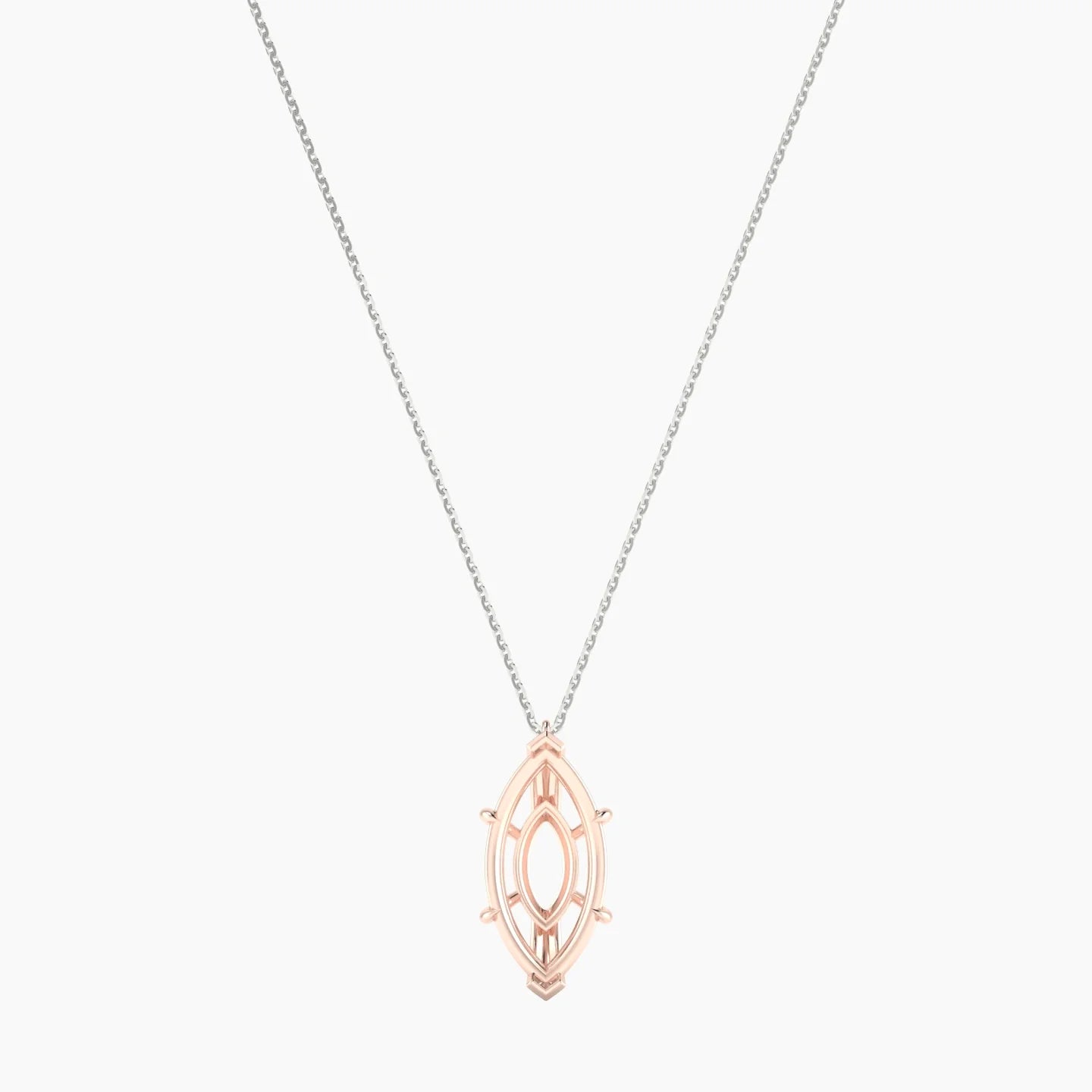 Hanging Solitaire | 18k White & Rose Gold 5-7.99 ct Marquise Cut Pendant Setting