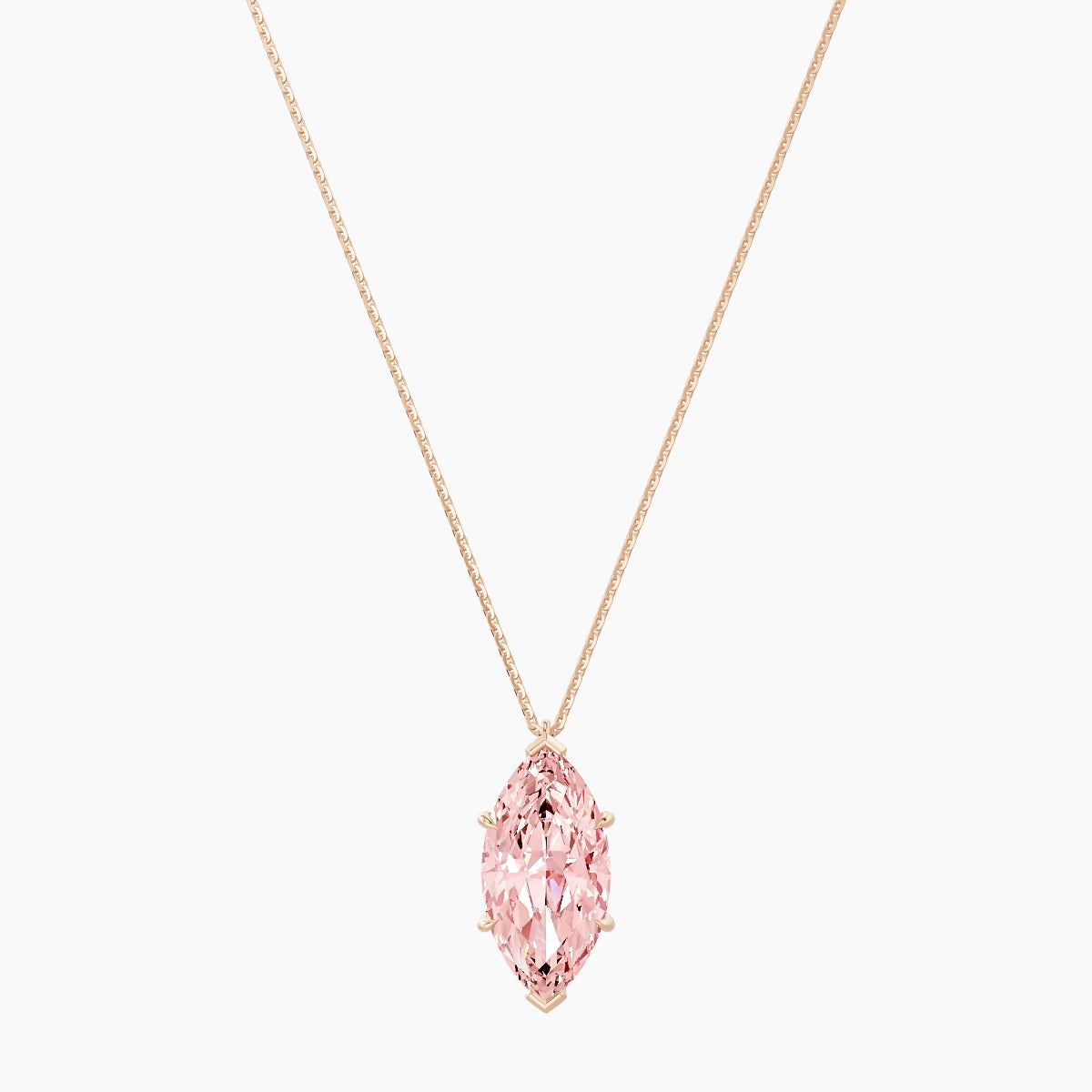 Hanging Solitaire | 18k Rose Gold 5 ct Pink Lab Diamond Marquise Pendant