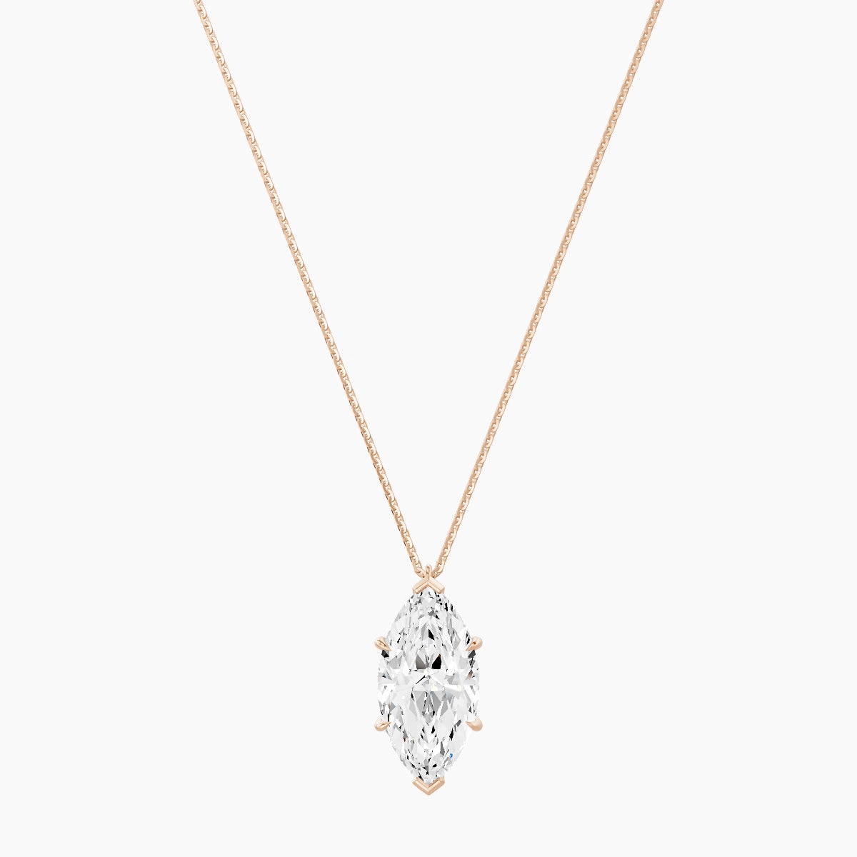 Hanging Solitaire | 18k Rose Gold 5 ct White Lab Diamond Marquise Pendant