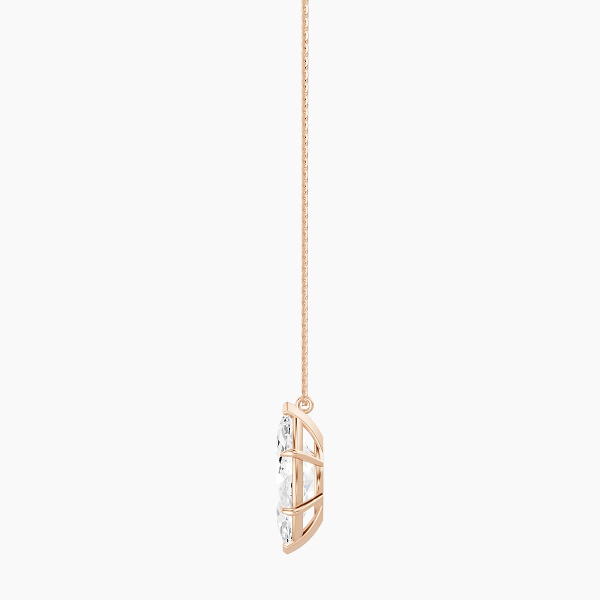 Hanging Solitaire | 18k Rose Gold 5 ct White Lab Diamond Marquise Pendant