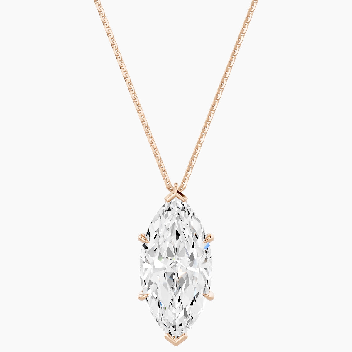 Hanging Solitaire | 18k Rose Gold 5 ct White Lab Diamond Marquise Pendant