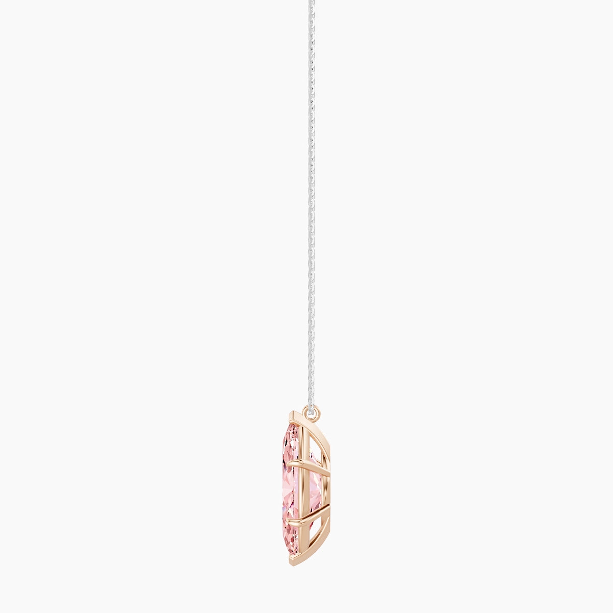 Hanging Solitaire | 18k White & Rose Gold 5 ct Pink Lab Diamond Marquise Pendant
