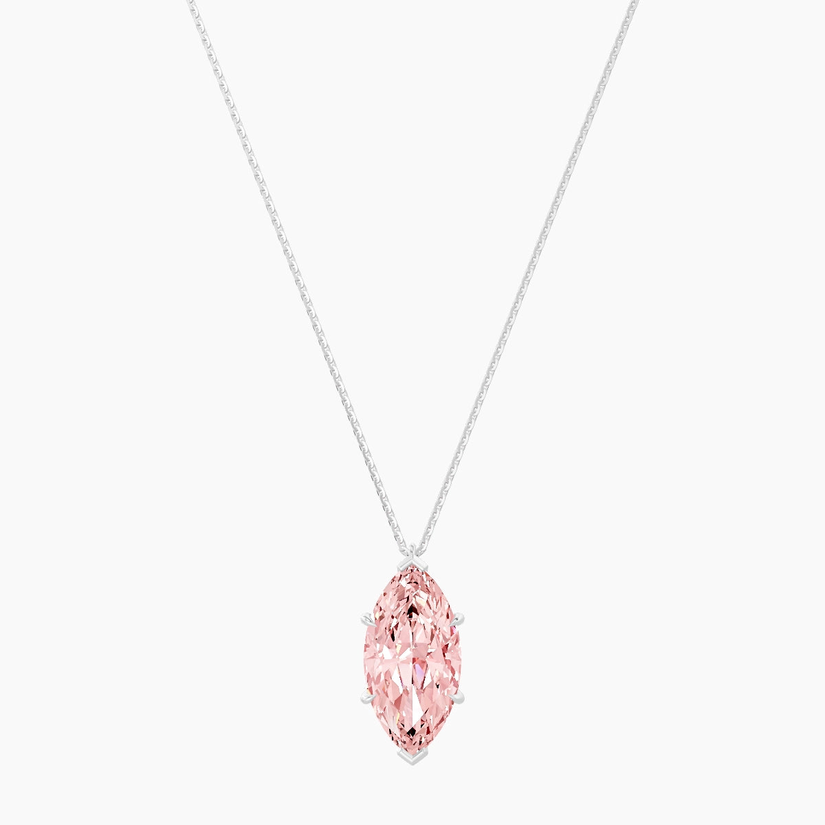 Hanging Solitaire | 18k White Gold 5 ct Pink Lab Diamond Marquise Pendant