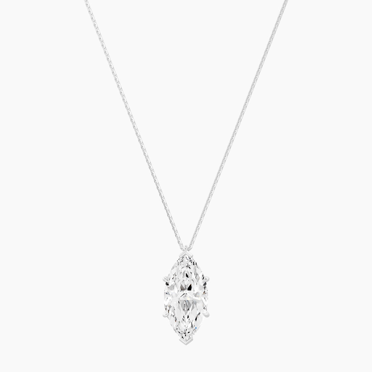 Hanging Solitaire | 18k White Gold 5 ct White Lab Diamond Marquise Pendant