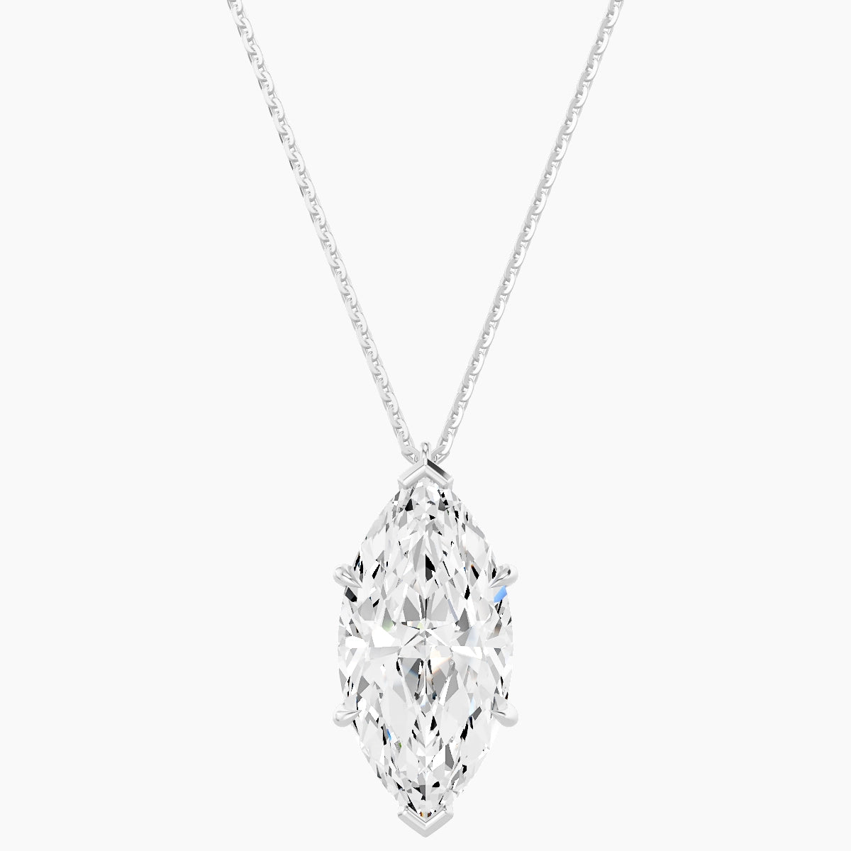 Hanging Solitaire | 18k White Gold 5 ct White Lab Diamond Marquise Pendant