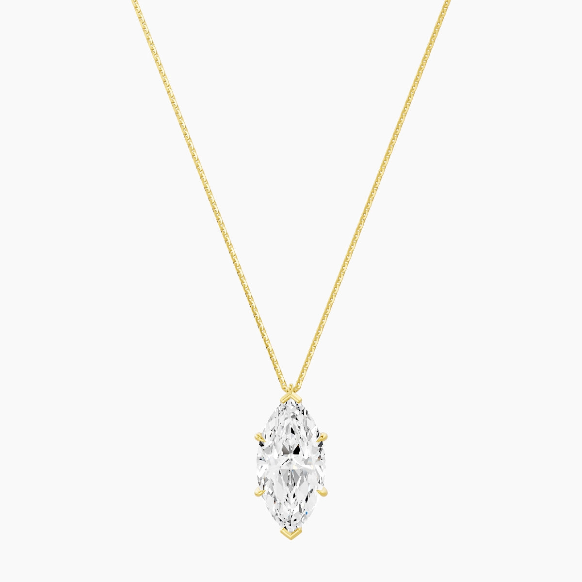 Hanging Solitaire | 18k Yellow Gold 5 ct White Lab Diamond Marquise Pendant
