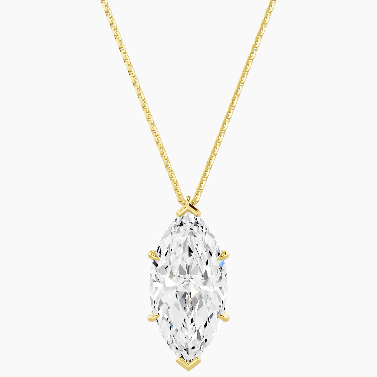 Hanging Solitaire | 18k Yellow Gold 5 ct White Lab Diamond Marquise Pendant