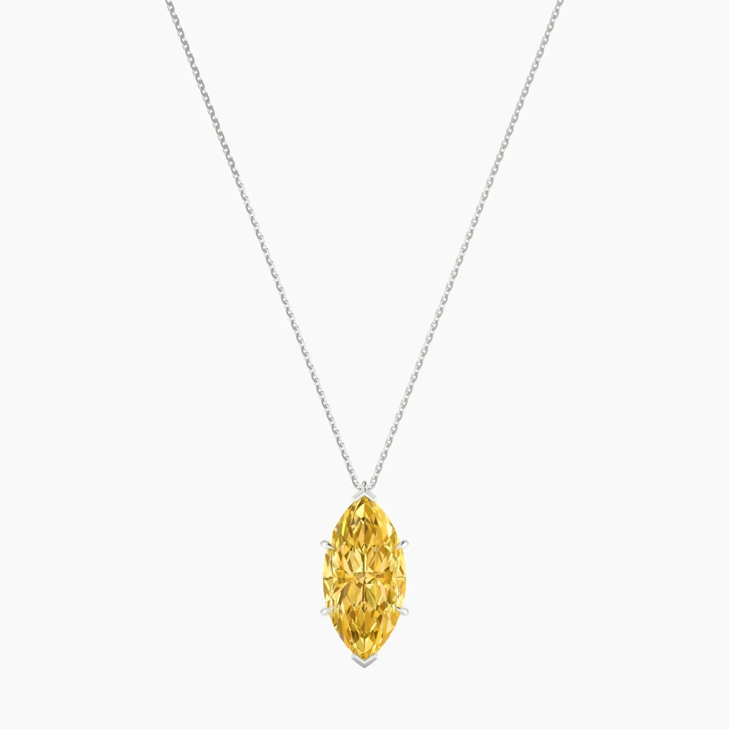 Hanging Solitaire | 18k White Gold 5 ct Yellow Lab Diamond Marquise Cut Pendant