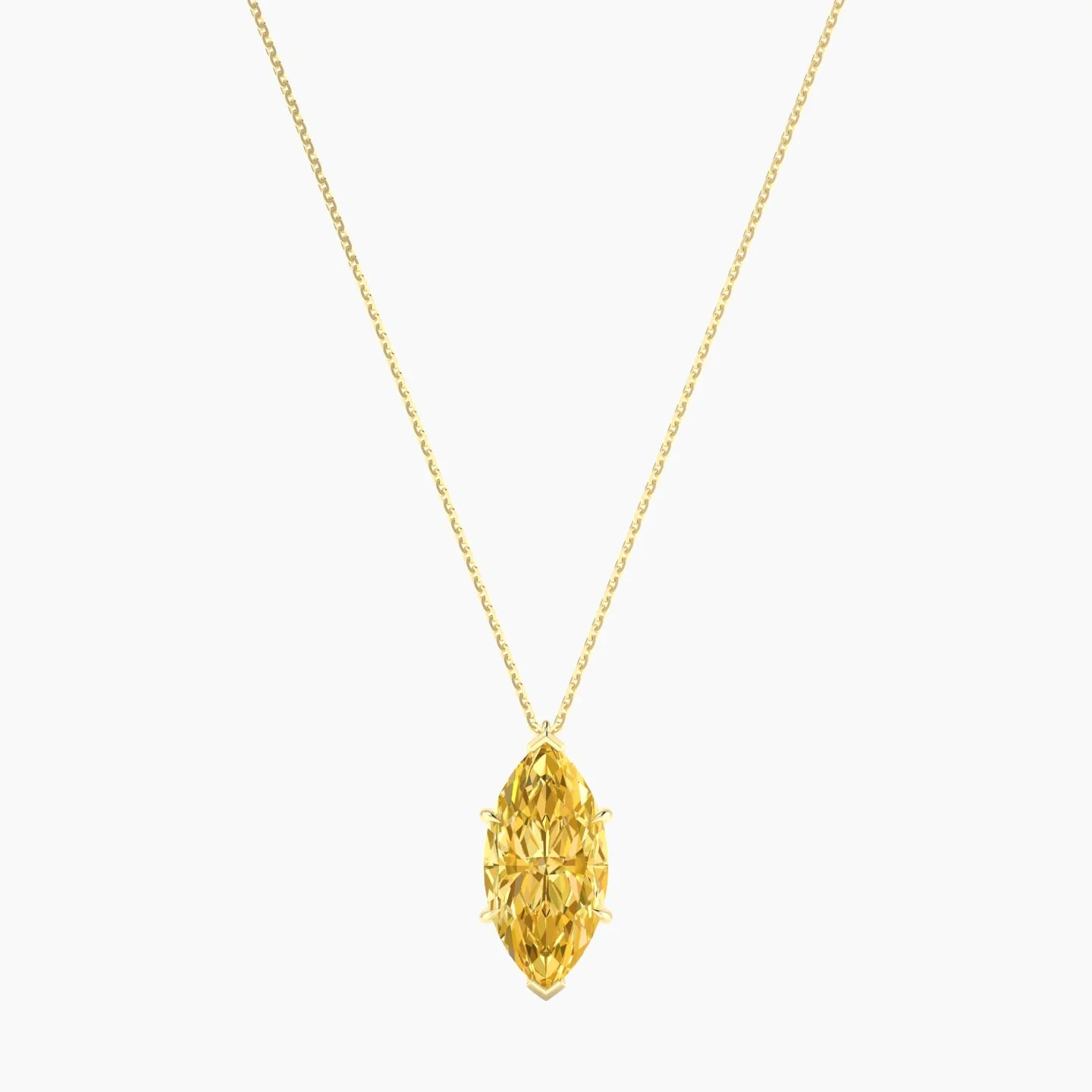 Hanging Solitaire | 18k Yellow Gold 5 ct Yellow Lab Diamond Marquise Cut Pendant
