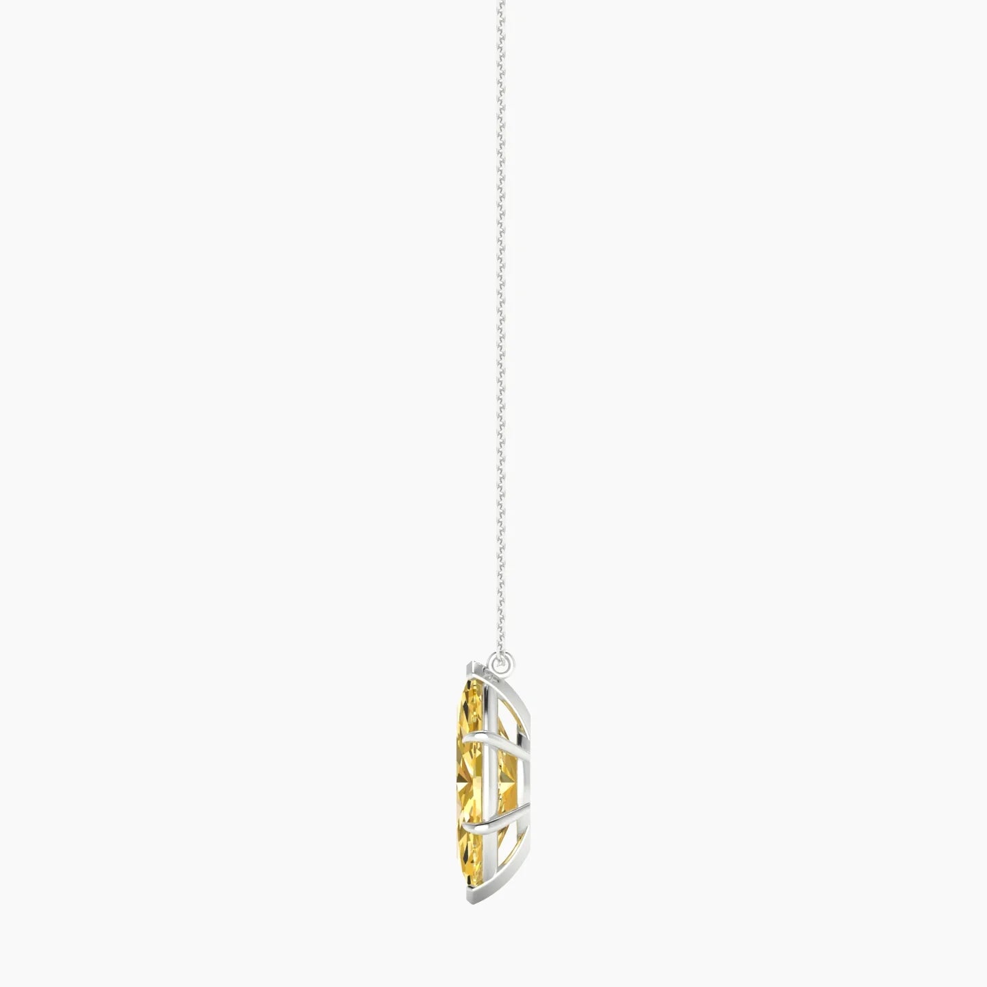 Hanging Solitaire | 18k White Gold 5 ct Yellow Lab Diamond Marquise Cut Pendant