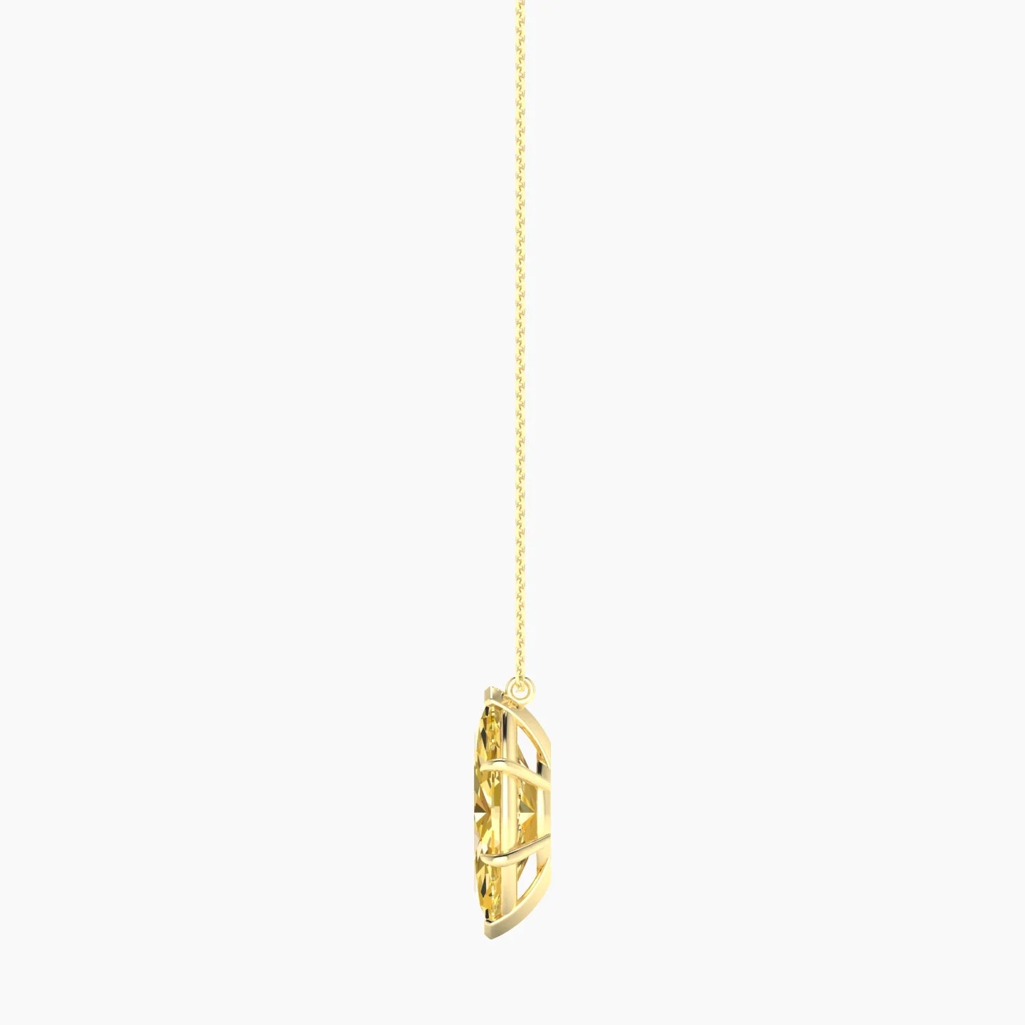 Hanging Solitaire | 18k Yellow Gold 5 ct Yellow Lab Diamond Marquise Cut Pendant