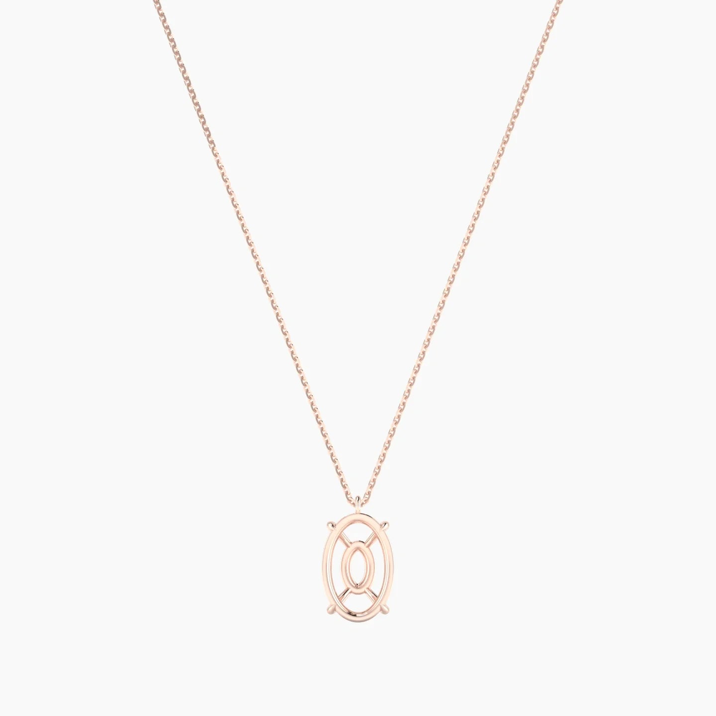 Hanging Solitaire | 18k Rose Gold 3-4.99 ct Oval Cut Pendant Setting