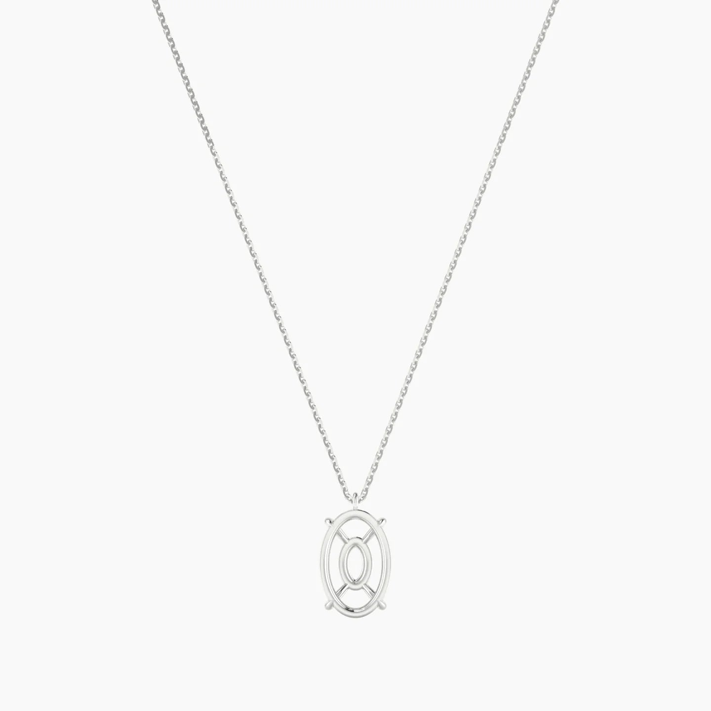 Hanging Solitaire | 18k White Gold 3-4.99 ct Oval Cut Pendant Setting