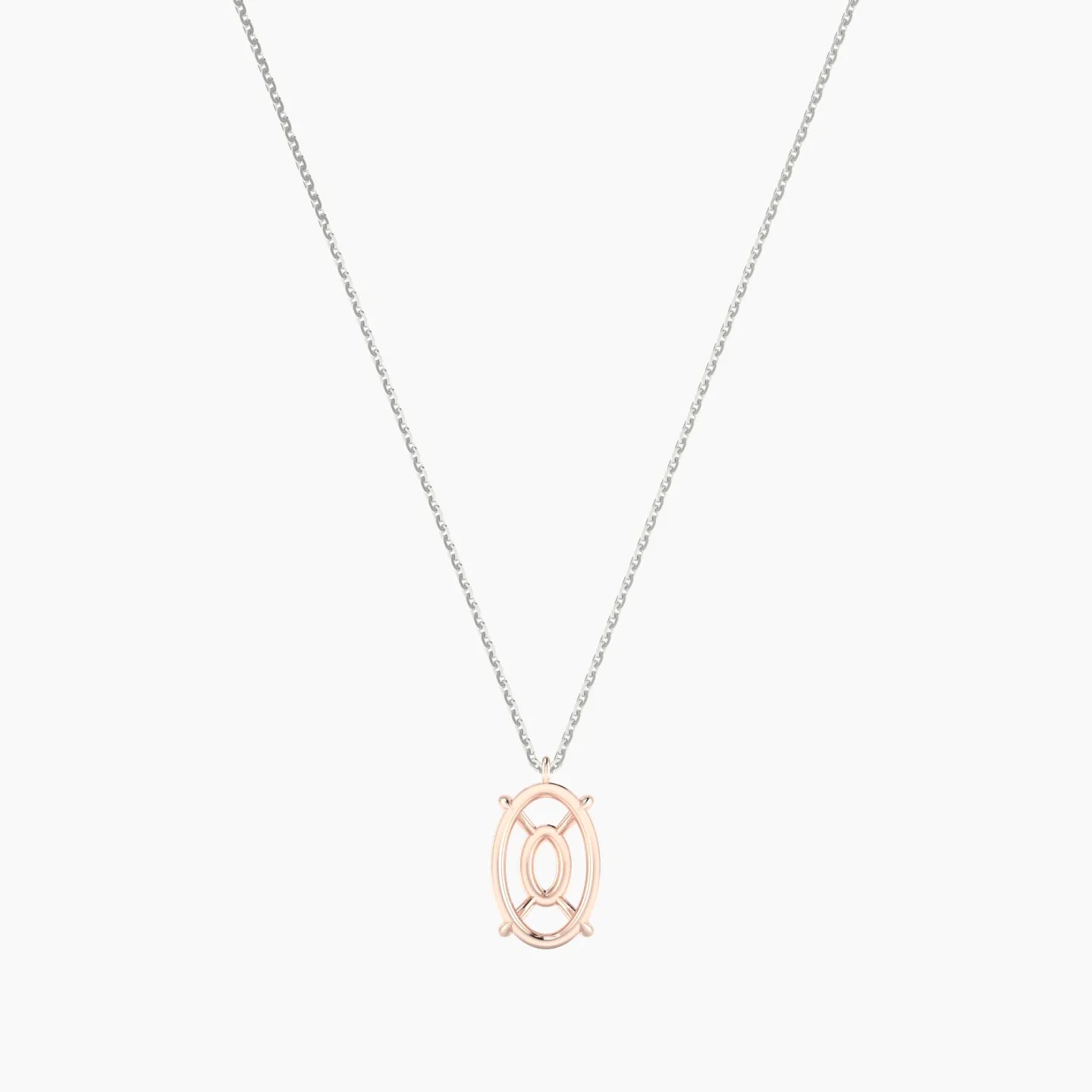 Hanging Solitaire | 18k White & Rose Gold 3-4.99 ct Oval Cut Pendant Setting