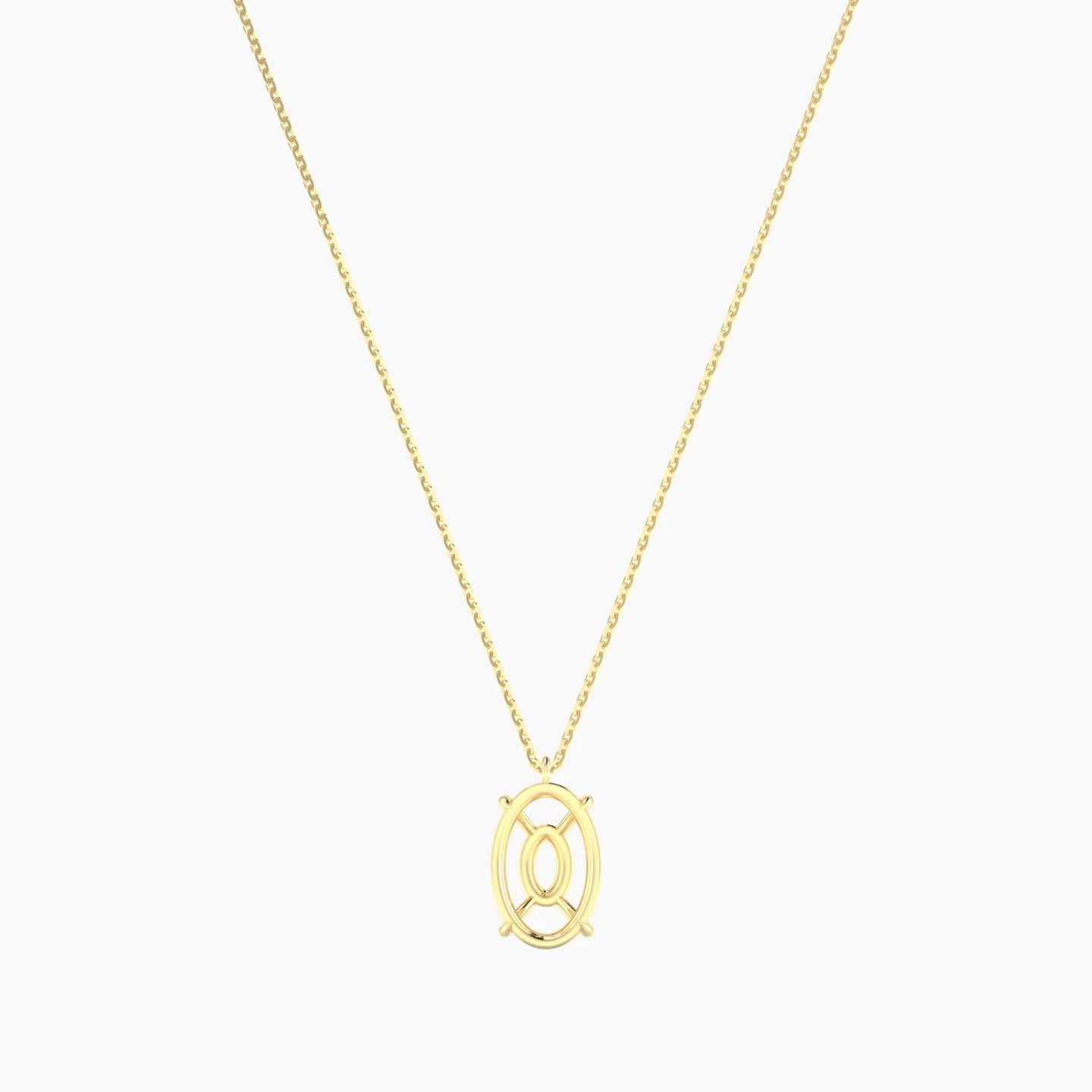 Hanging Solitaire | 18k Yellow Gold 3-4.99 ct Oval Cut Pendant Setting