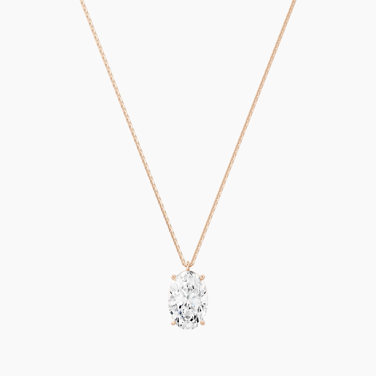 Hanging Solitaire | 18k Rose Gold 3 ct White Lab Diamond Oval Pendant