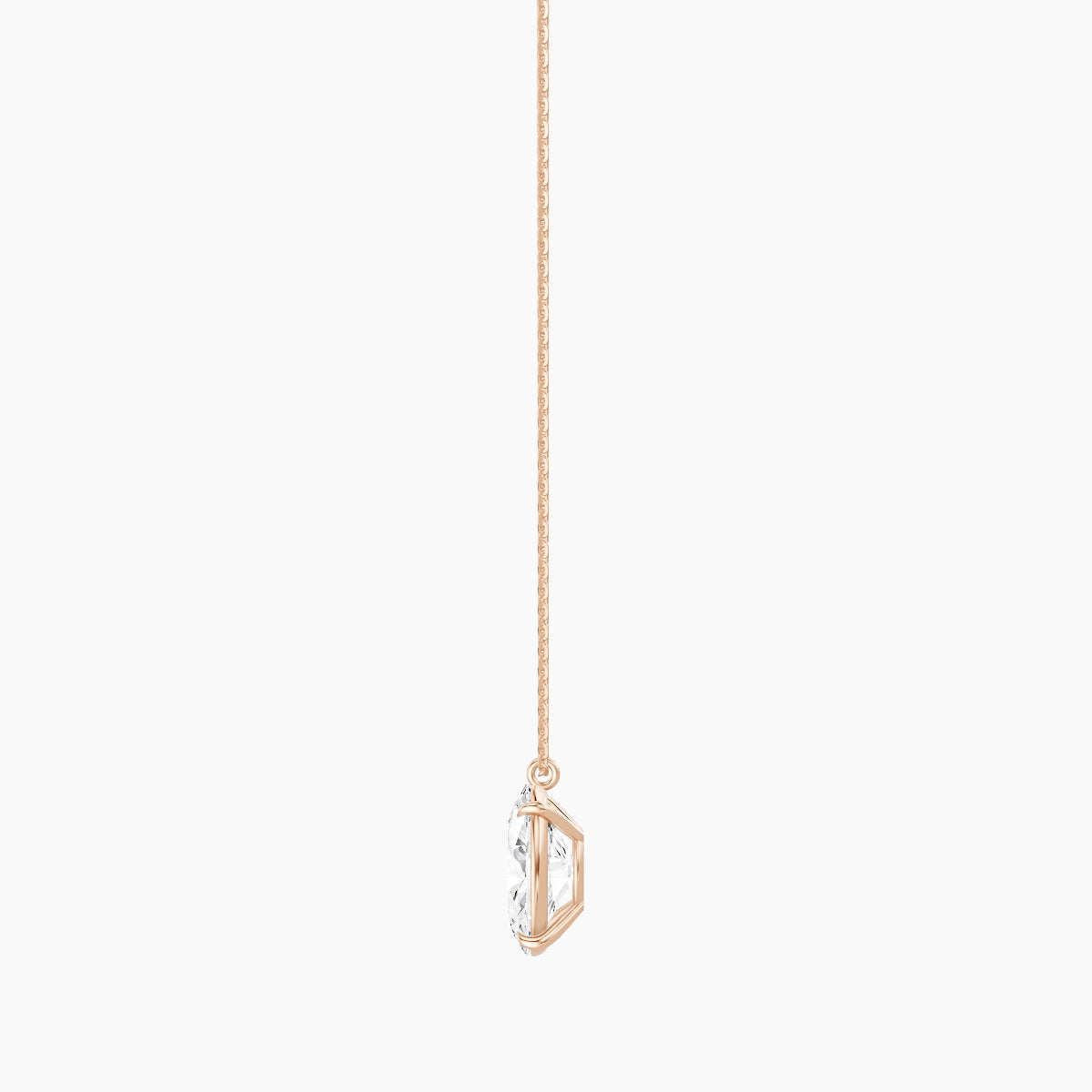 Hanging Solitaire | 18k Rose Gold 3 ct White Lab Diamond Oval Pendant