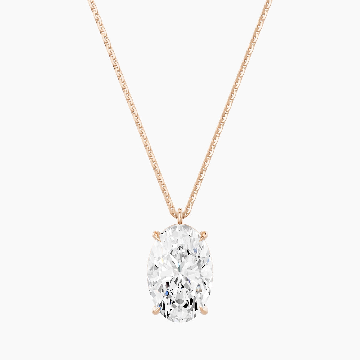 Hanging Solitaire | 18k Rose Gold 3 ct White Lab Diamond Oval Pendant