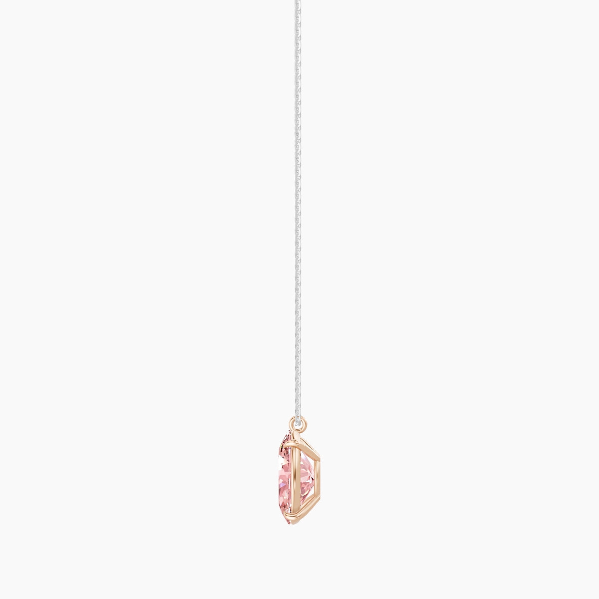Hanging Solitaire | 18k White & Rose Gold 3 ct Pink Lab Diamond Oval Pendant