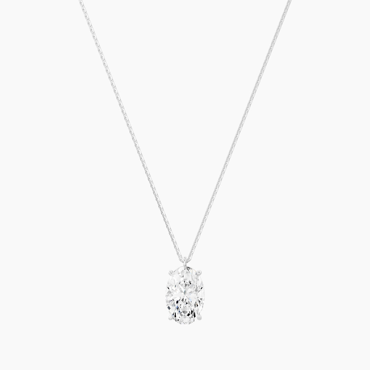 Hanging Solitaire | 18k White Gold 3 ct White Lab Diamond Oval Pendant