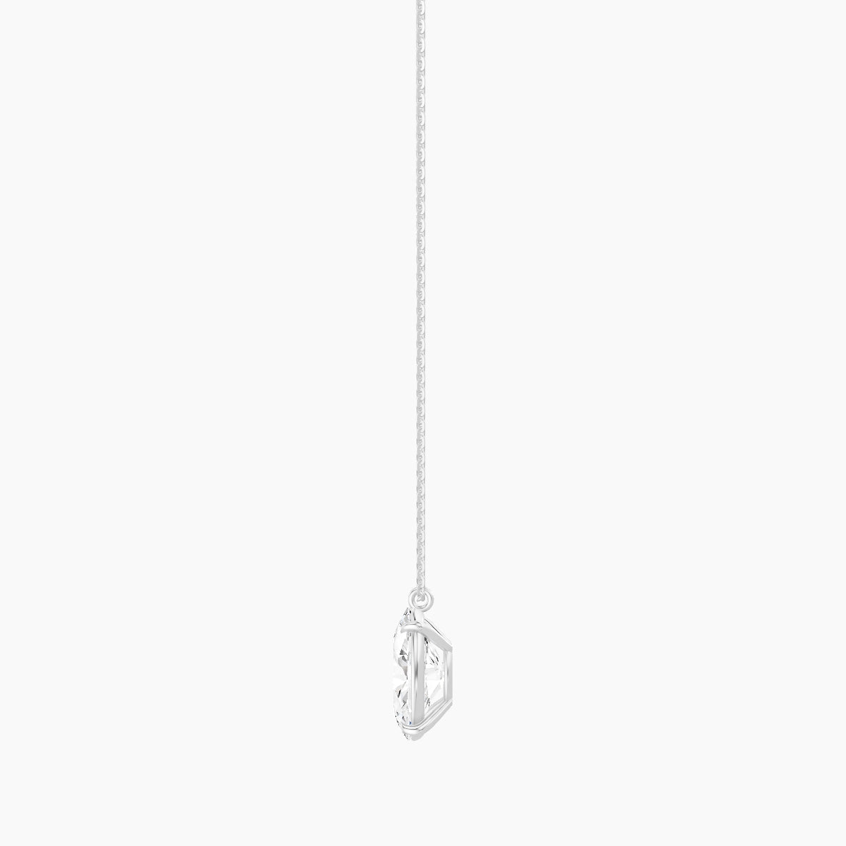 Hanging Solitaire | 18k White Gold 3 ct White Lab Diamond Oval Pendant