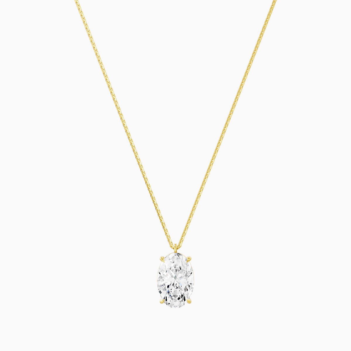 Hanging Solitaire | 18k Yellow Gold 3 ct White Lab Diamond Oval Pendant