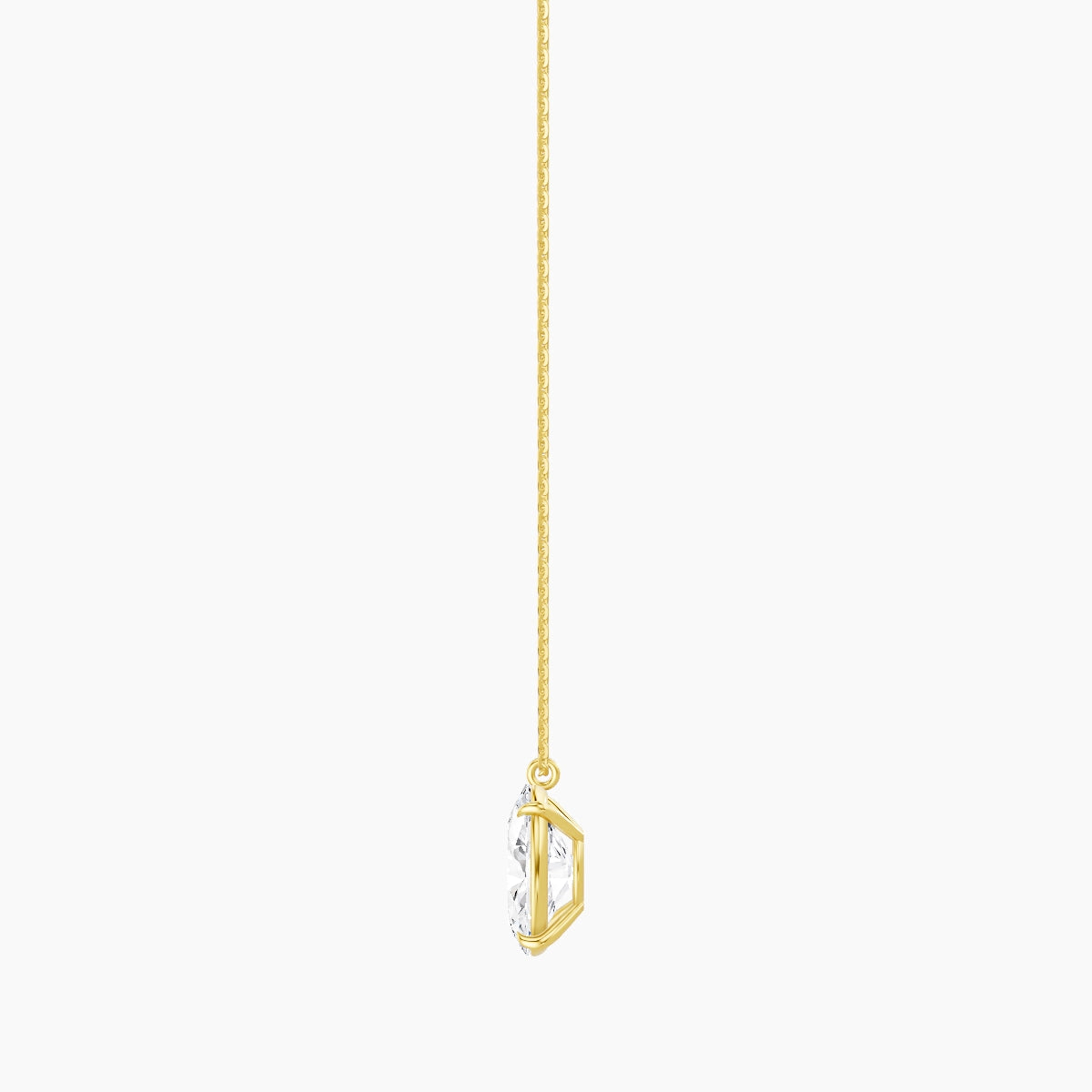 Hanging Solitaire | 18k Yellow Gold 3 ct White Lab Diamond Oval Pendant